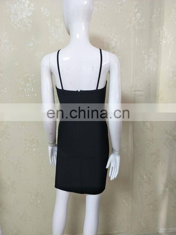 Fashion Women Sexy Spaghetti Strap Cross Front Split Bodycon Club Dresses Cothes Wholesale Dropship