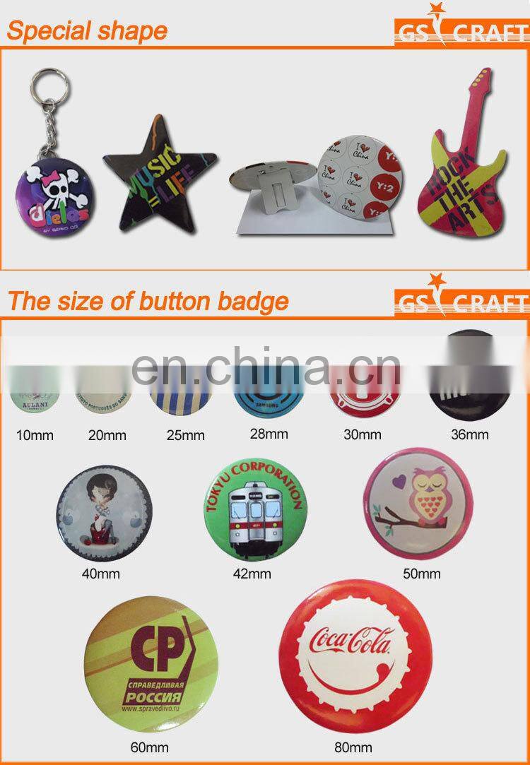 cartoon logo printing tin square tinplate badge/magnetic badge /custom metal pin badges