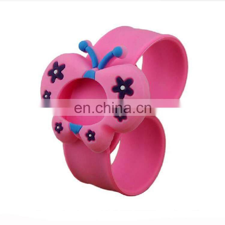 promotion nice quality rubber slap bracelet with metal band