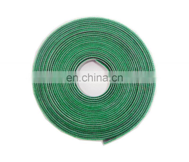 Green reusable plant ties loop and hook ties