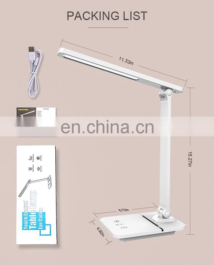 Phone bracket rechargeable led table lamp of Three Adjustable Color Temperature table led light touch control study desk light
