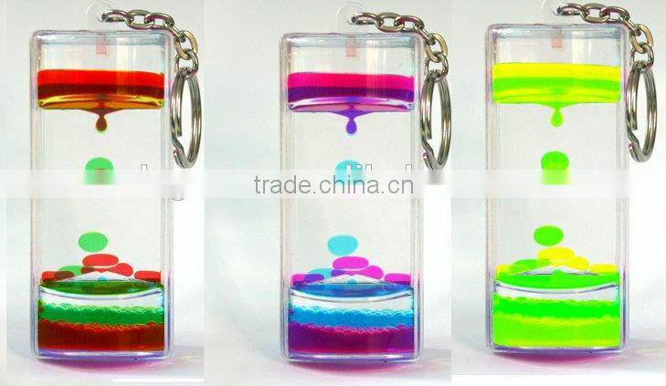Acrylic Liquid Bubble Sand Timer Keychain, Magic LED Light Keychain