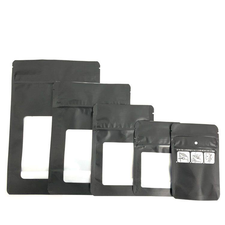 3.5g 7g 14g 28g custom matte black mylar stand up smell proof child proof bag child resistant packaging bag