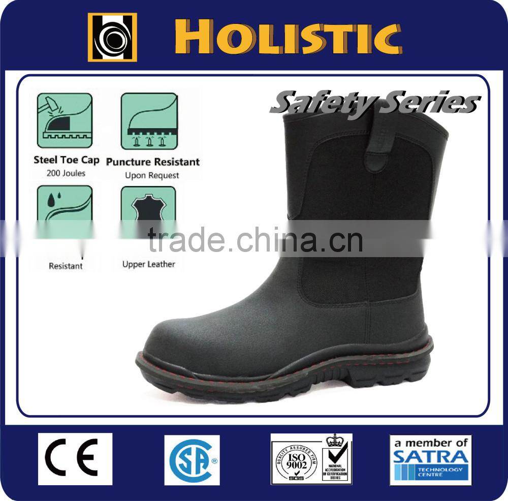 Best quality brown color pull-up rubber sole safety rigger boots
