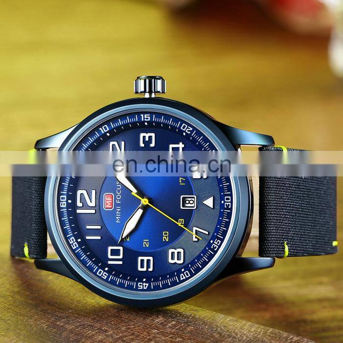 Mini Focus MF0166G Newest Sport Quartz Wristwatch Canvas Watches For Men