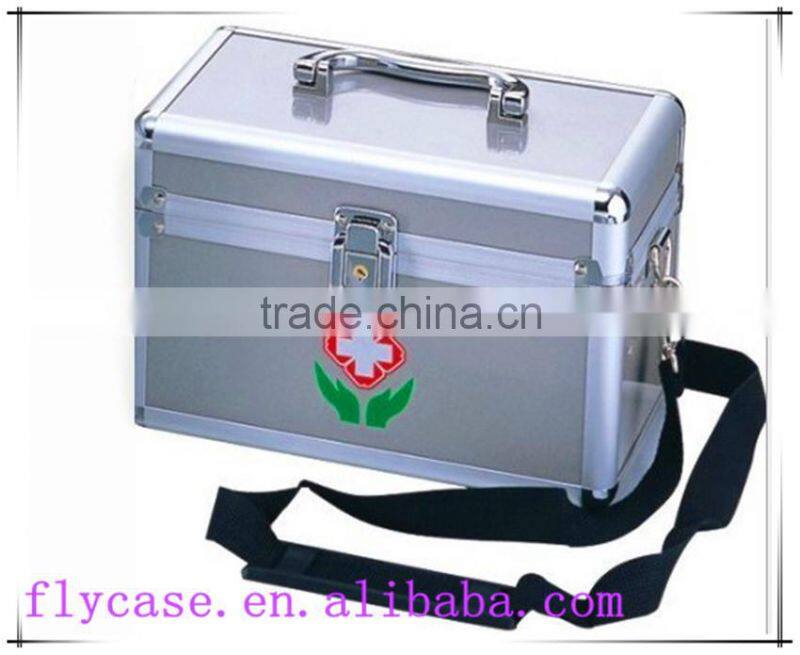 2014 aluminum frame first aid kit for medicine carrying with shoulder trap