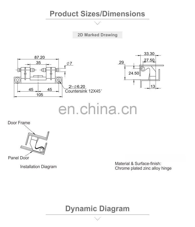 Zinc Alloy Chrome Plated Metal Gate Concealed Hinge