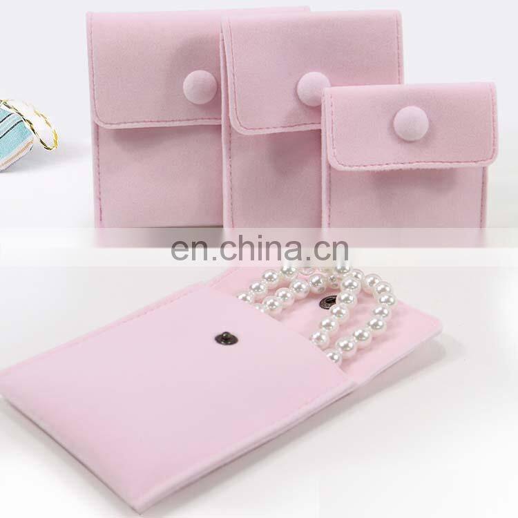 High Quality Velvet Jewelry Packaging Bags Pouch With Snap Button For Necklaces Bracelet Rings