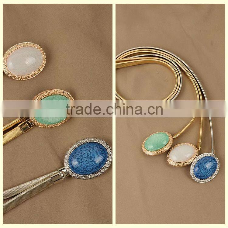 Hot sale gold waist chain vintage gold frame oval stone belly chain