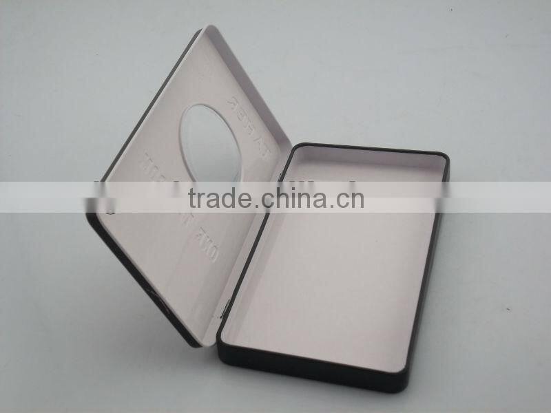 battery tin with round PVC window