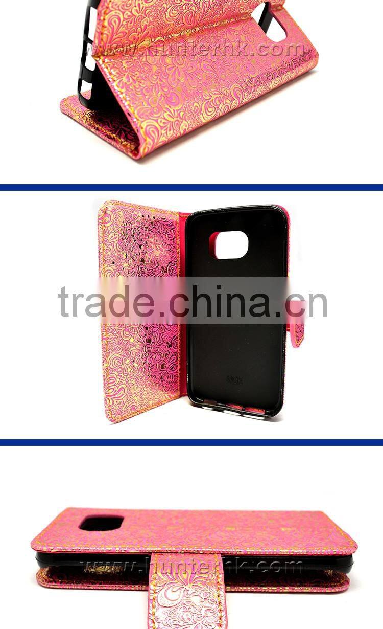 Flower Pattern Wallet Case For Samsung S6 Edge