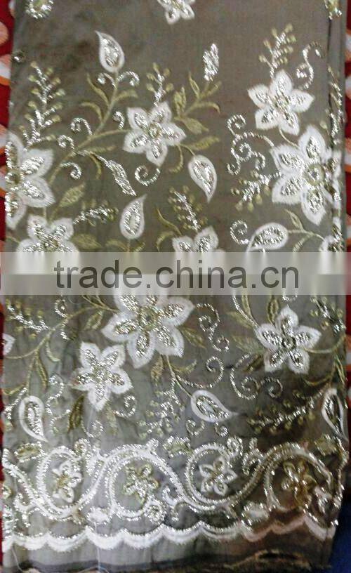 sequence embroidery raw silk african george wrapper