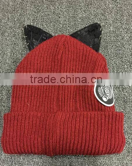 Hot Selling Super Star Rihanna Same Style Lace Cat Ear with Jewelry Embroidery Ladies Hat