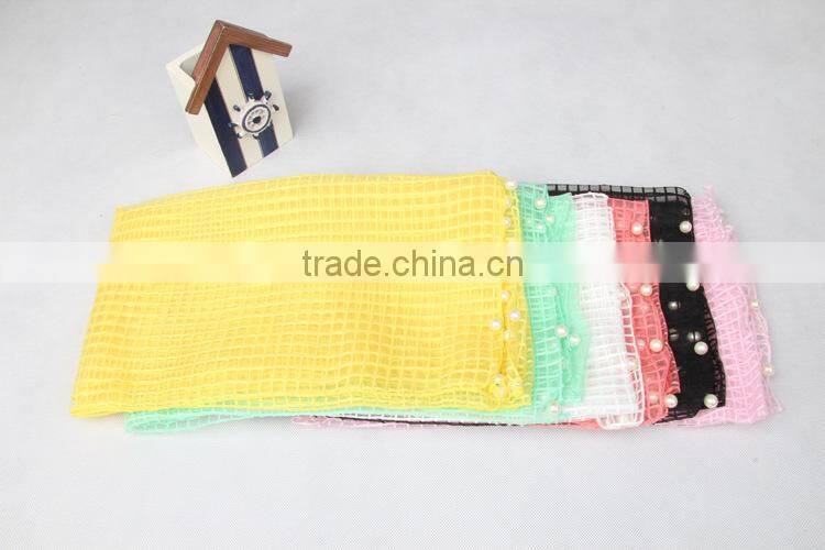 Wholesale Autumn Winter Latest Fashion Cute Lovely Pearl Beads Gauze Lace Girl Scarf