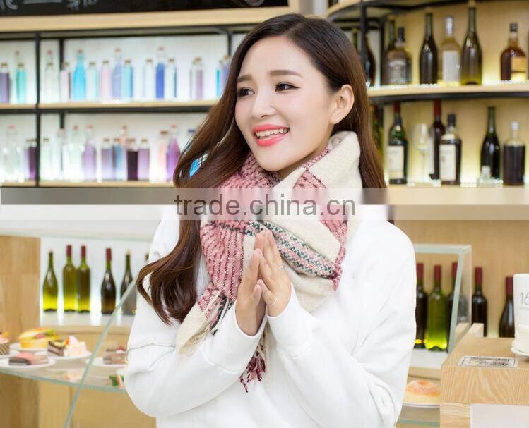 New Warm Winter Mohair Tassel Plaid Fashion Ladies Neck Scarf