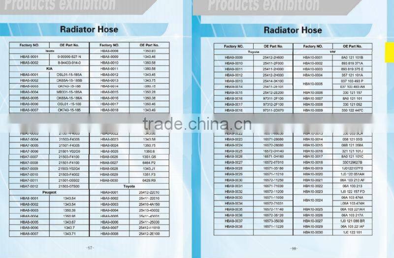 Car Rubber Radiator Hose with OE Part NO. Parts