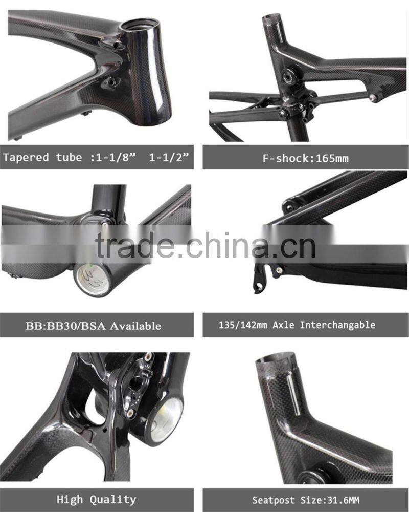 26er carbon mountain bike frame AC076 ,carbon suspension mtb frame BSA/BB30 available