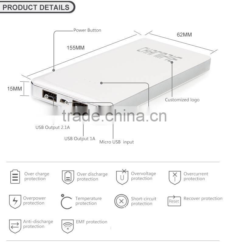 Oem provide best quality 12000mah universa power bank mobile phone charger