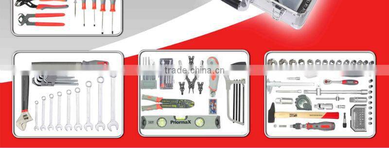 household hand socket set with pliers, socket, hammer, wrench