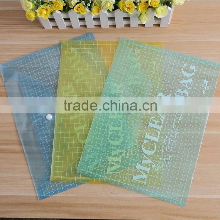 A4 FC size clear plastic PP Document Wallets Folders with Press Button