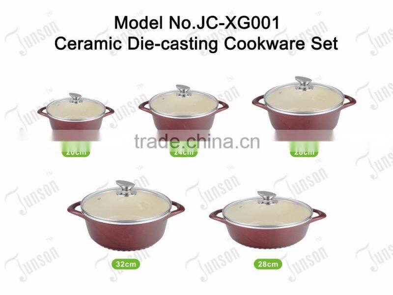 10pcs promotional aluminum multifunction ceramic cookware set/European Style Cooking Pot