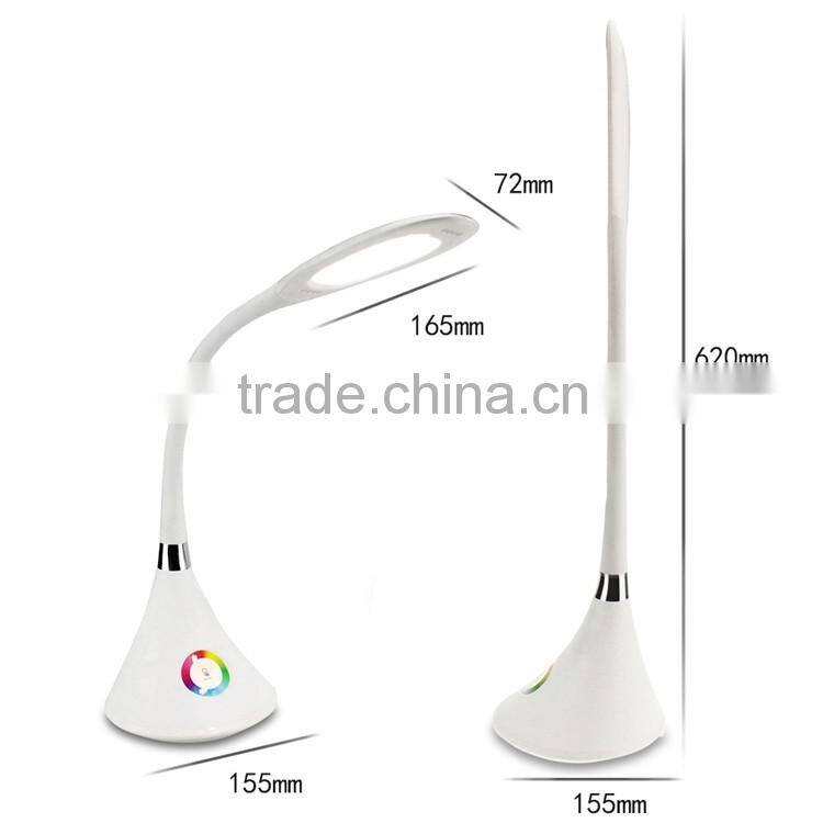 2015 Popular dimmable LED desk lamp with USB charging for all phones with FCC/Rohs/CE certification