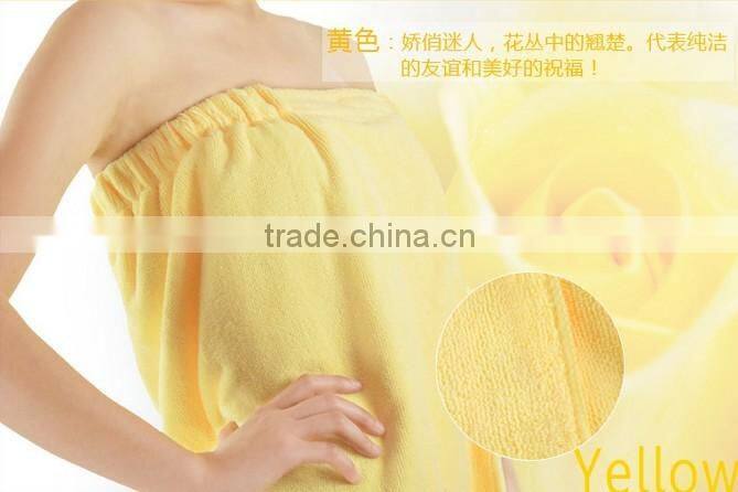 Yellow color microfiber women bathing bathrobe