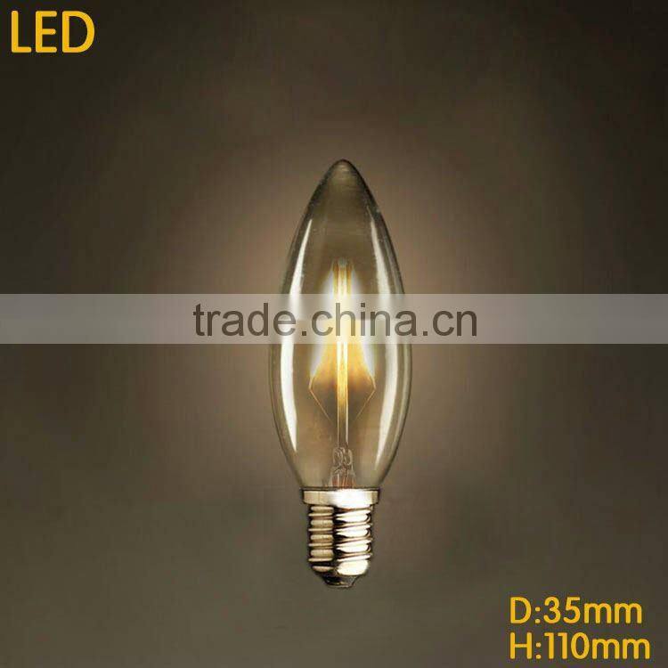 Hot selling CE ROSH 2W-6W E27 LED filament bulb/E14 filament light/candle led light