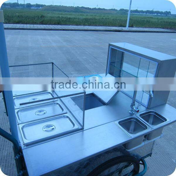 2013 Hot Selling Stainless Steel Hot Dog Sales Cart Bike Trailer in Street XR-HD110 B
