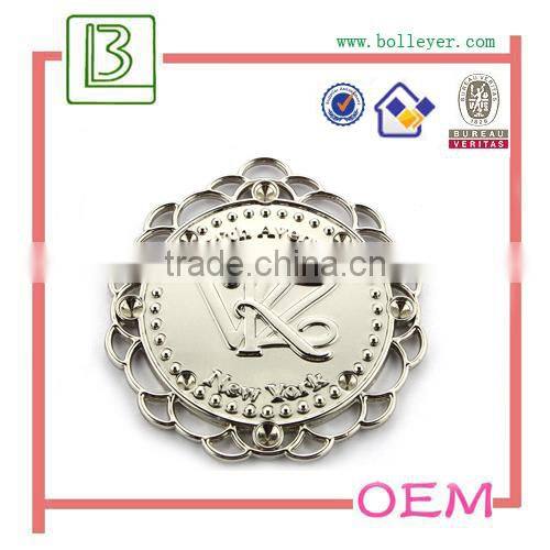 metal logo handbag badges for purses