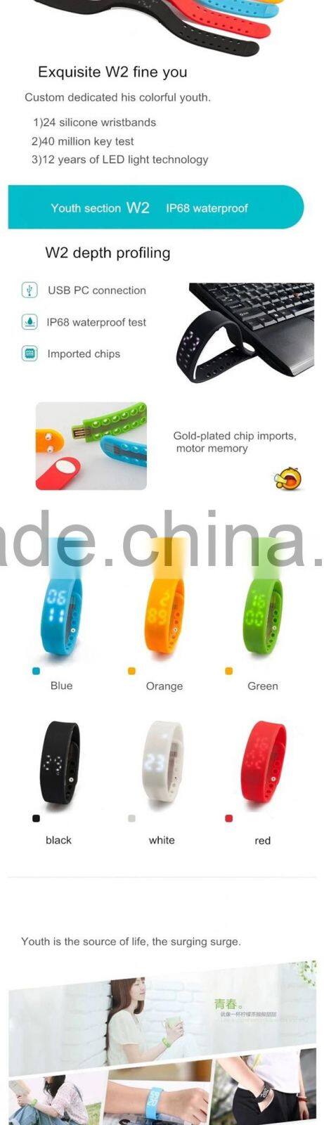 Real-time OLED Waterproof Activity Tracker pedometer W2 Sleep smart health WRISTBAND