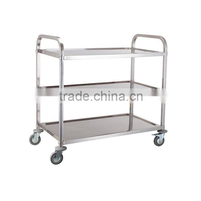 Hotel service trolley designs, 3 tier suqare tube food room service trolley