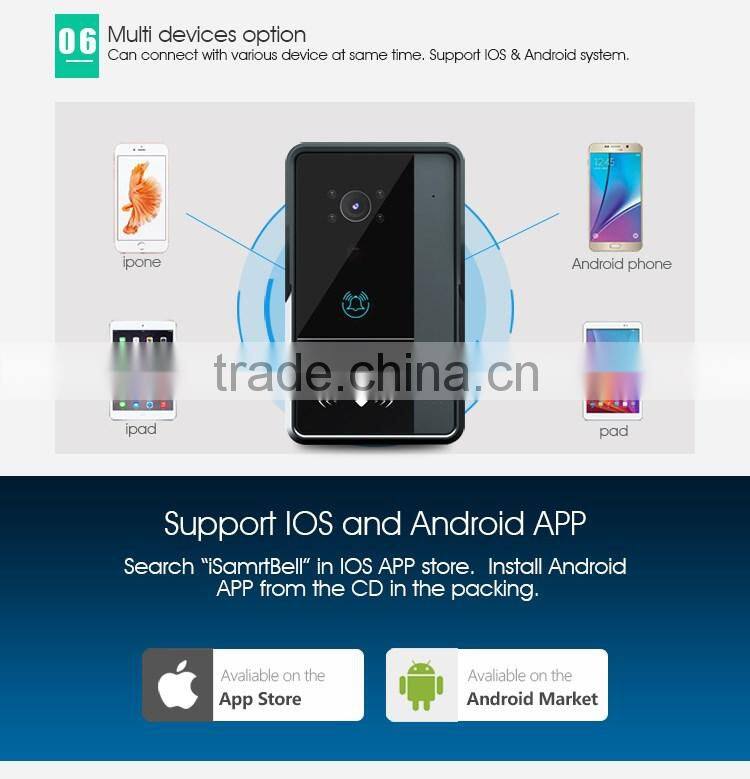 Waterproof WiFi video doorbell for smartphones & tablets,ID card reading function