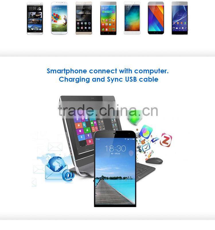 Colorful Soft TPE transparent Flat Micro USB cable for mobilephone/tablet PC