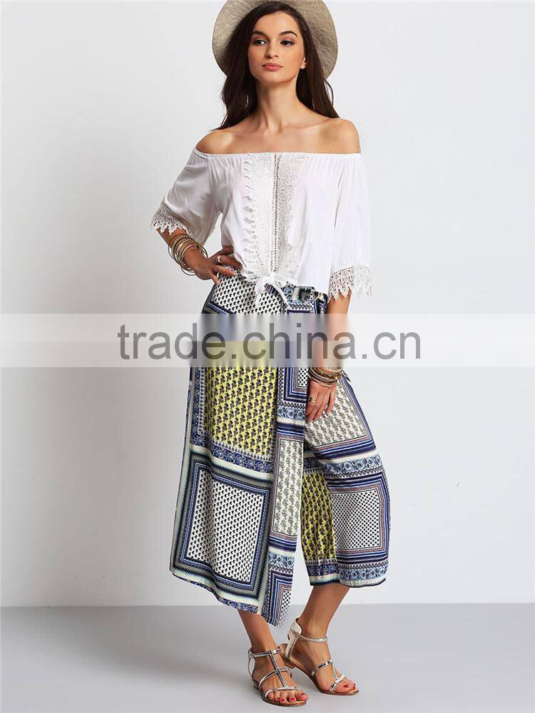 2016 latest wide leg sleeve midi length women palazzo pants