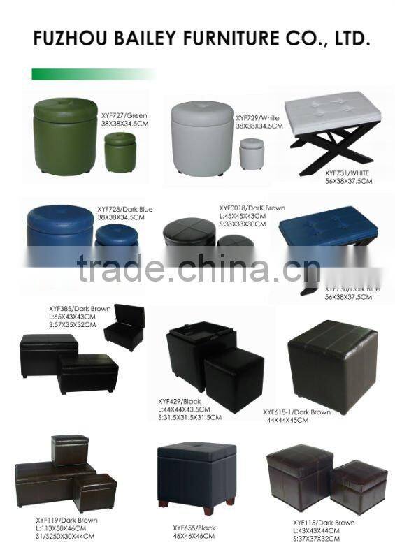 S/3 faux leather storage ottoman