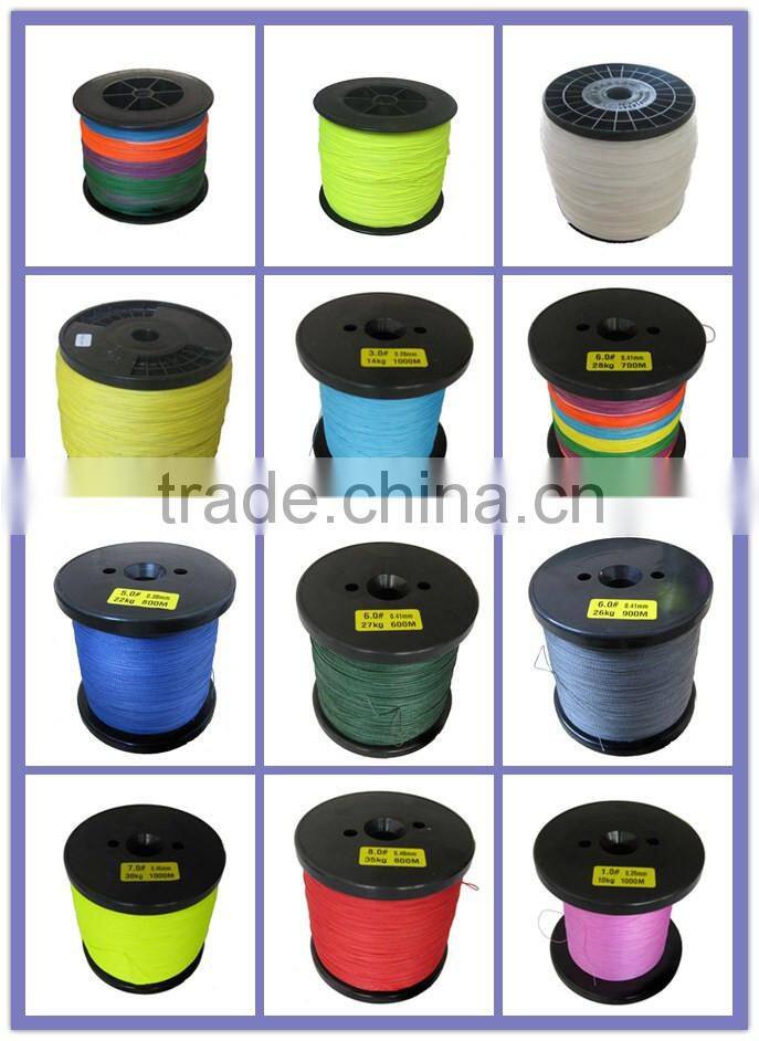 High quality different color 100% PE braided plastic fishing line spool