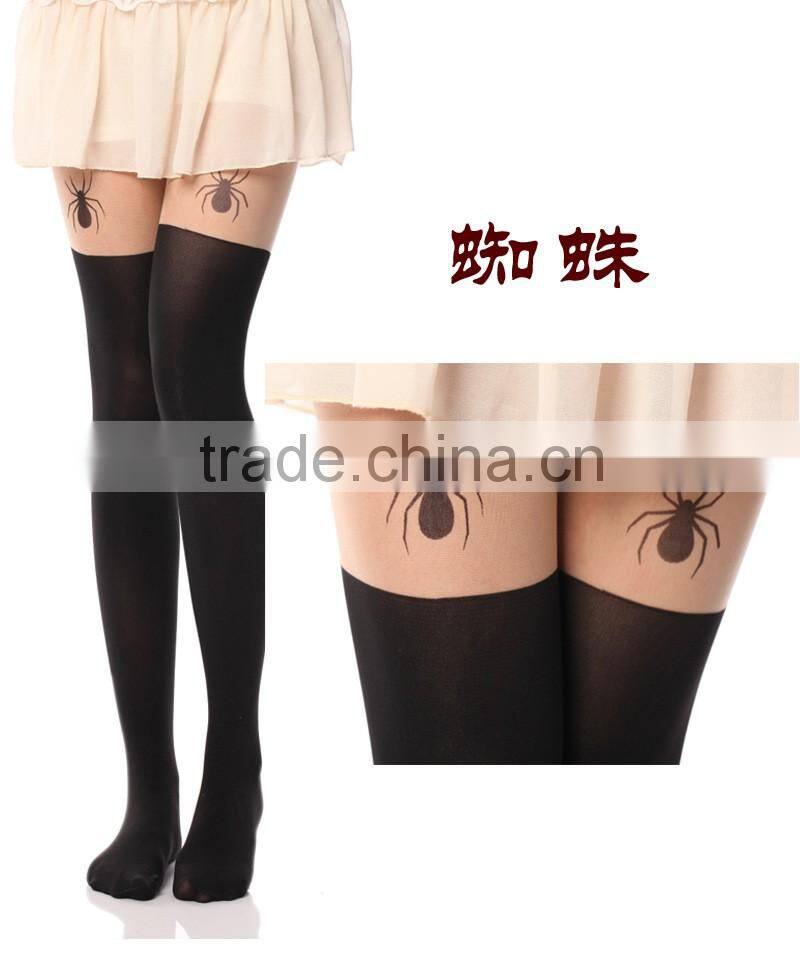 WONDQ Sexy Cat Heart Rose Tattoo Pantyhose And Tights Woman