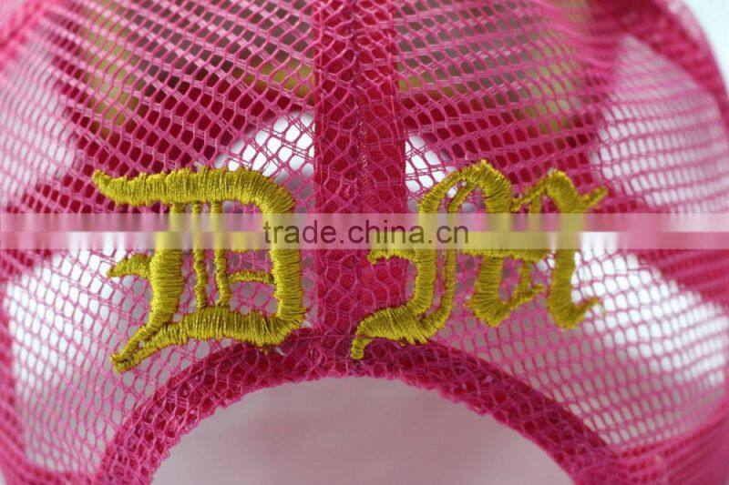 Custom embroidery patch trucker cap with Gold stitching