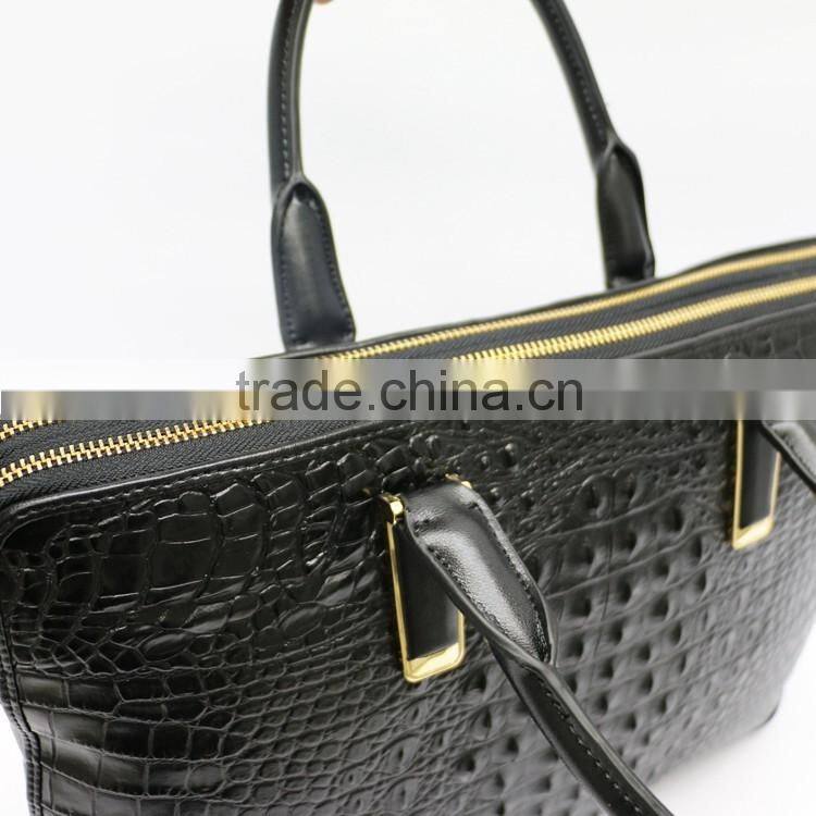New men's briefcase crocodile grain bag black PU leather briefcase