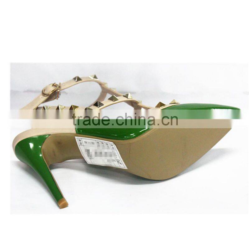 2015 new design girls fashion green sandal