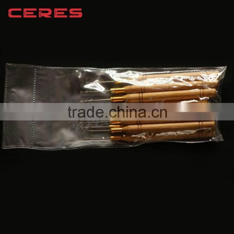wooden latch hook needle, hair weaving needle, lace wig needle hair extensions tools