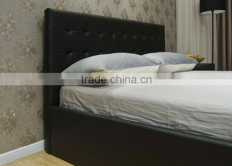 Eastern King Black Leatherette Storage Bed,Modern leather bed with lift storage MA001