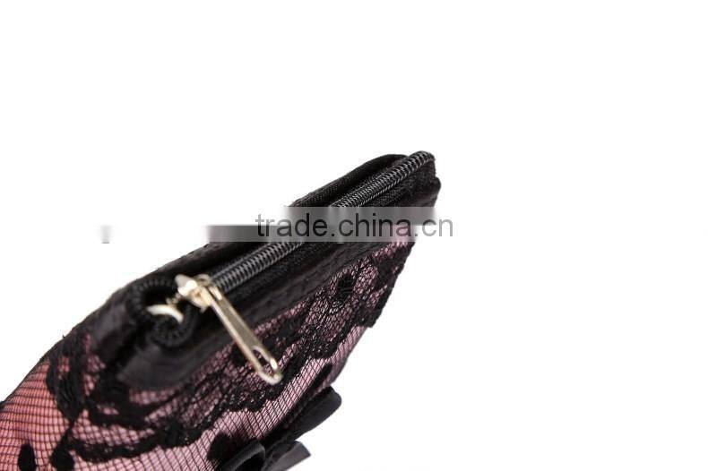 Hot sale high quality cheap fashionable cute lace cosmetic pouches GW879