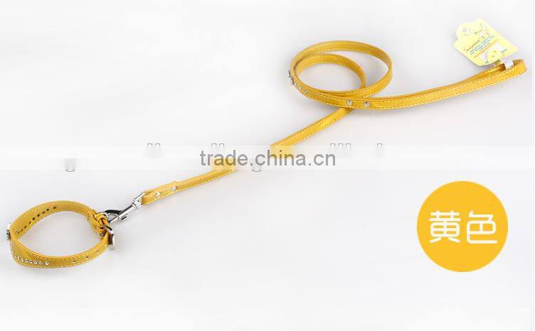 Fashion Diamond Studded Leather Dog Collar With Nice Colour;diamond-studded Leather Dog Collar and leash;dog collars and leashes