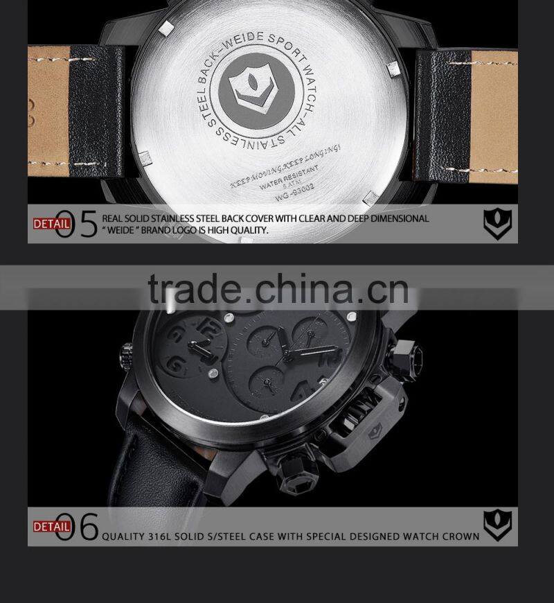 Stainless Steel Back Watch Case 316L Genuine Leather Strap Luxury Watches WEIDE WG93002 Alibaba Express