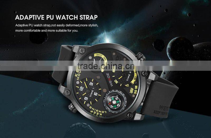 WEIDE 2016 Stainless Steel Back Water Resistant Watches Best Seller Model With Compass Soft Silicone Strap Alibaba Express Watch