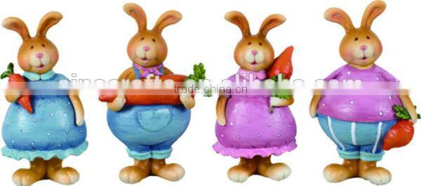 Resin Spring Bunny on Carrot 2 Asst