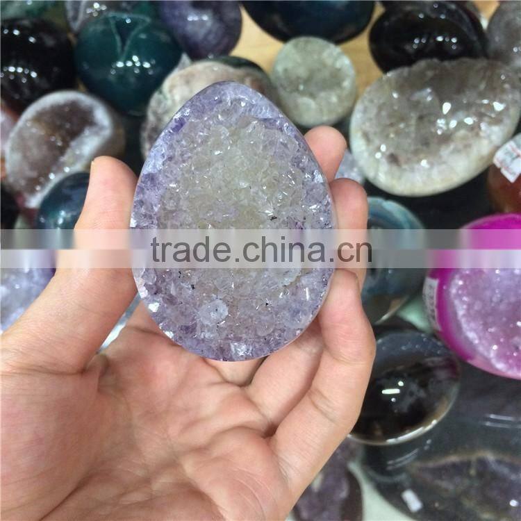 Natural Agate Geode Egg Smile Crystal Egg Ornaments
