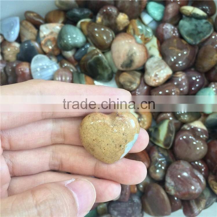 Natural Ocean Jasper Heart Shaped Stone Pendant Loose Gemstones
